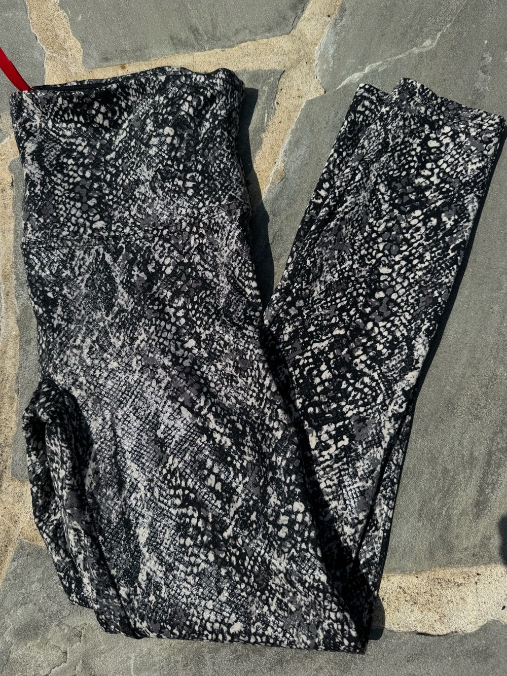 SPANX Black and White Snake-Print Leggings